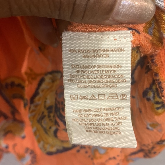 Free People Tunic Mini Just The Two Of Us Paisley Orange XS Boho Whimsical - Picture 7 of 14